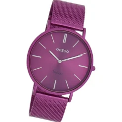 Oozoo Damen Armbanduhr Vintage Analog Edelstahl lila UOC20332