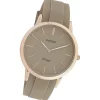 Oozoo Damen Armbanduhr Vintage Series Analog Silikon taupe grau UOC20170