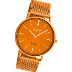 Oozoo Damen Armbanduhr Vintage Series C20274 Analog Metall Mesh orange UOC20274