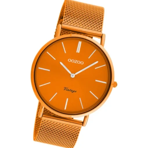 Oozoo Damen Armbanduhr Vintage Series C20274 Analog Metall Mesh orange UOC20274