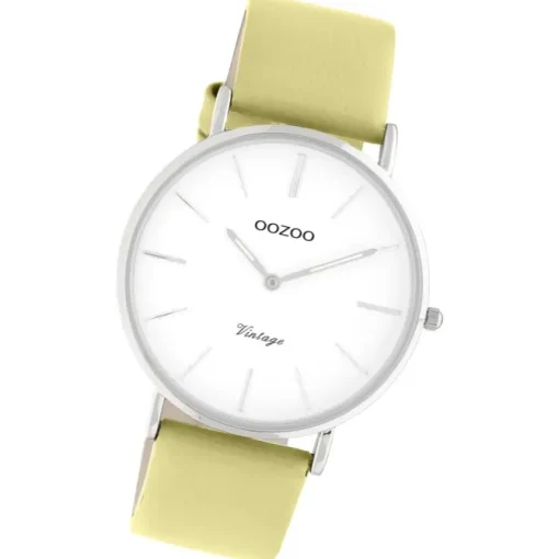 Oozoo Damen Armbanduhr Vintage Series C20301 Analog Leder sand gelbgrün UOC20301
