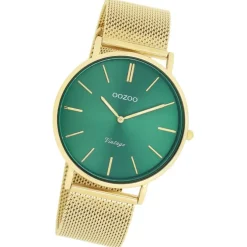 Oozoo Damen Armbanduhr Vintage Series Analog Metall Mesh gold UOC20294