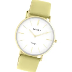Oozoo Damen Armbanduhr Vintage Series C20306 Analog Leder sand gelbgrün UOC20306