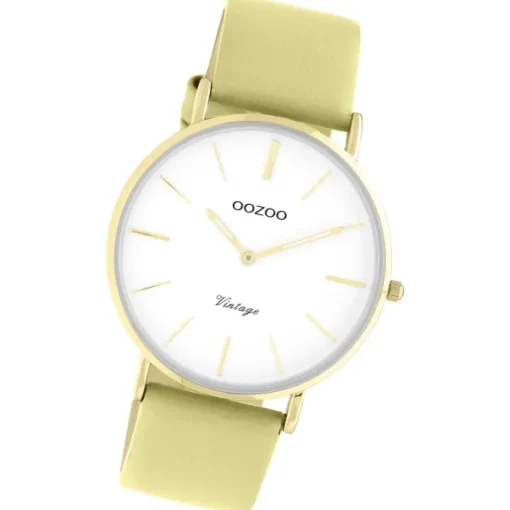 Oozoo Damen Armbanduhr Vintage Series C20306 Analog Leder sand gelbgrün UOC20306