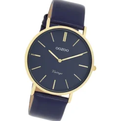 Oozoo Damen Armbanduhr Vintage Analog Leder blau UOC20329