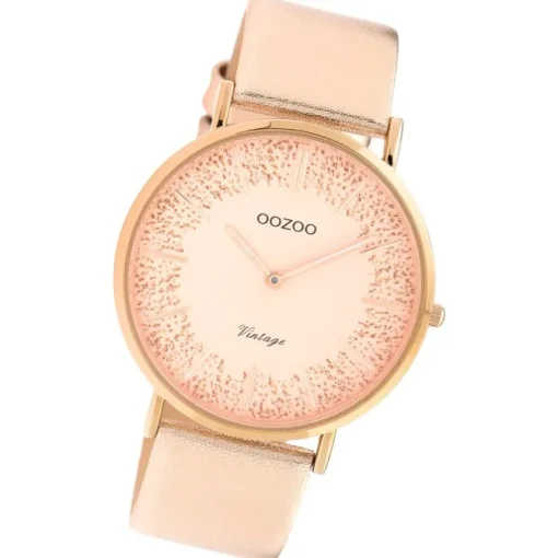 Oozoo Damen Armbanduhr Vintage C20127 Analog Leder roségold UOC20127