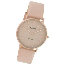 Oozoo Damen Armbanduhr Vintage Series C20206 Analog Leder pinkgrau UOC20206