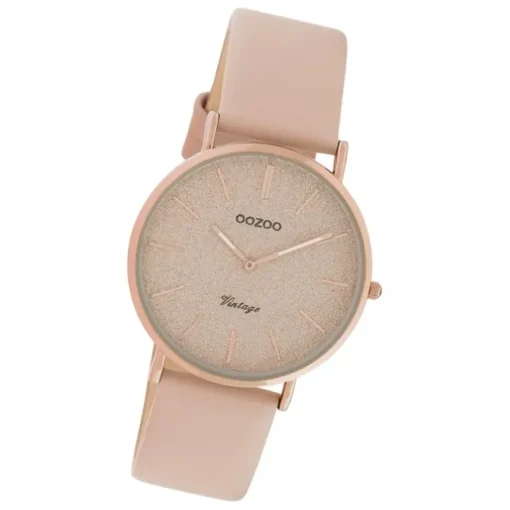 Oozoo Damen Armbanduhr Vintage Series C20206 Analog Leder pinkgrau UOC20206
