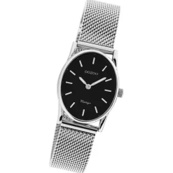 Oozoo Damen Armbanduhr Vintage Series Analog Metall Mesh silber UOC20257