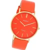 Oozoo Damen Armbanduhr Vintage Analog Leder rot orange UOC20321