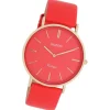 Oozoo Damen Armbanduhr Vintage Analog Leder orange rot UOC20325