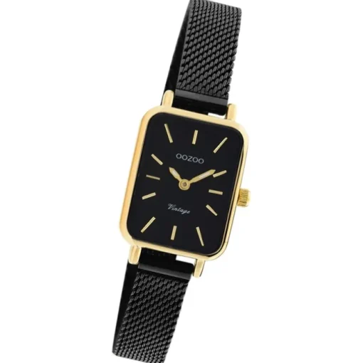 Oozoo Damen Armbanduhr Vintage Series Analog Metall Mesh schwarz UOC20269