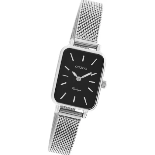 Oozoo Damen Armbanduhr Vintage Series Analog Metall Mesh silber UOC20267