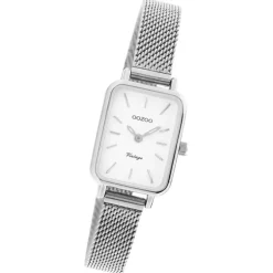 Oozoo Damen Armbanduhr Vintage Series Analog Metall Mesh silber UOC20266