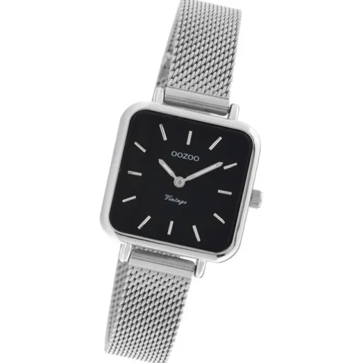 Oozoo Damen Armbanduhr Vintage Series Analog Metall Mesh silber UOC20262