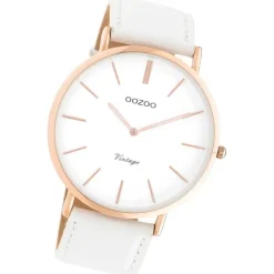 Oozoo Damen Armbanduhr Vintage Analog Leder weiß UOC9314A