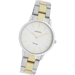 Oozoo Damen Armbanduhr Vintage Series Analog Metall silber gold UOC20044