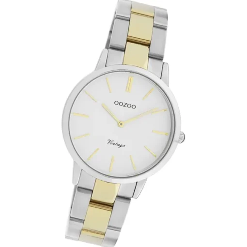 Oozoo Damen Armbanduhr Vintage Series Analog Metall silber gold UOC20044