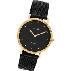 Oozoo Damen Armbanduhr Vintage Series Analog Metall schwarz UOC20059
