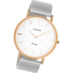 Oozoo Damen Armbanduhr Vintage Series Analog Metall silber UOC20070