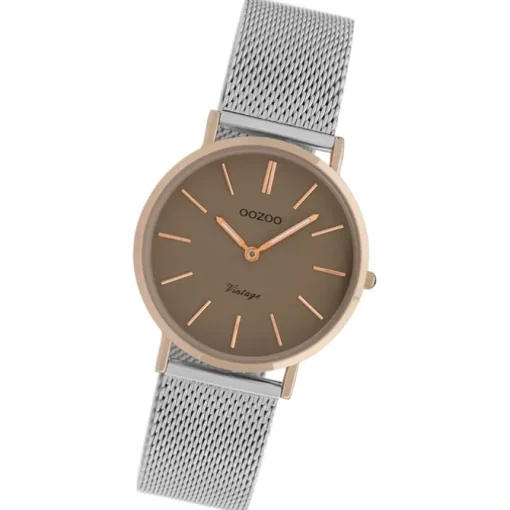Oozoo Damen Armbanduhr Vintage Series Analog Metall silber UOC20096