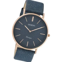 Oozoo Damen Armbanduhr Vintage Series Analog Leder dunkelblau UOC20163