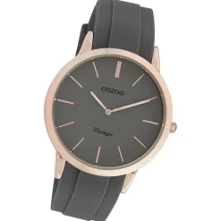 Oozoo Damen Armbanduhr Vintage Series Analog Silikon dunkelgrau UOC20172
