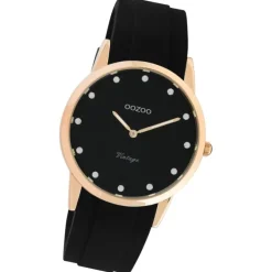 Oozoo Damen Armbanduhr Vintage Series Analog Silikon schwarz UOC20179