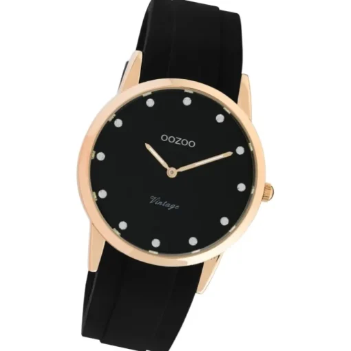 Oozoo Damen Armbanduhr Vintage Series Analog Silikon schwarz UOC20179