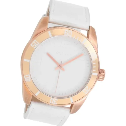 Oozoo Damen Armbanduhr Vintage Series Analog Leder weiß UOC5740A