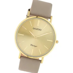Oozoo Damen Armbanduhr Vintage Series Analog Leder braun grau UOC20334