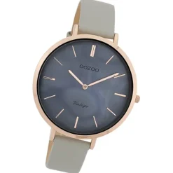 Oozoo Damen Armbanduhr Vintage Series Analog Leder grau UOC9805A