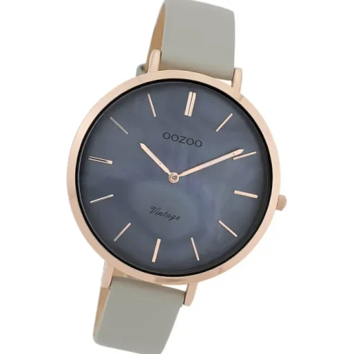 Oozoo Damen Armbanduhr Vintage Series Analog Leder grau UOC9805A
