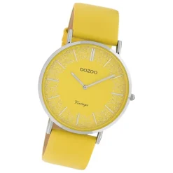 Oozoo Damen Armbanduhr Vintage C20128 Analog Leder gelb UOC20128