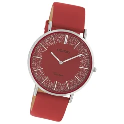 Oozoo Damen Armbanduhr Vintage C20129 Analog Leder rot UOC20129