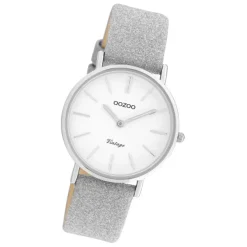 Oozoo Damen Armbanduhr Vintage C20155 Analog Leder silber UOC20155