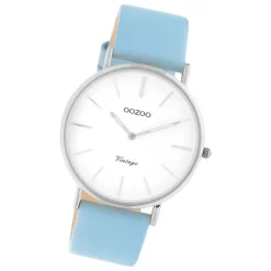 Oozoo Damen Armbanduhr Vintage C20216 Analog Leder hellblau UOC20216