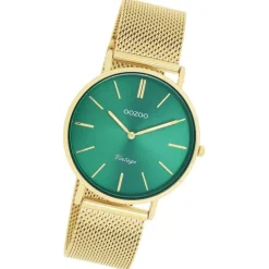 Oozoo Damen Armbanduhr Vintage Series Analog Metall Mesh gold UOC20295