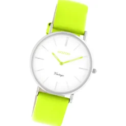 Oozoo Damen Armbanduhr Vintage Series Analog Leder hellgrün UOC20281