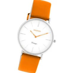 Oozoo Damen Armbanduhr Vintage Series Analog Leder orange UOC20283