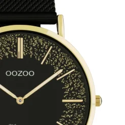 Oozoo Damen Armbanduhr Vintage Series Analog Metall Mesh schwarz UOC20188