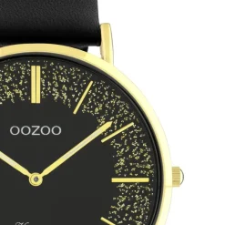 Oozoo Damen Armbanduhr Vintage Series Analog Leder schwarz UOC20185