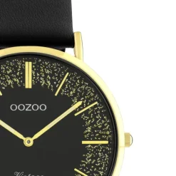 Oozoo Damen Armbanduhr Vintage Series Analog Leder schwarz UOC20186