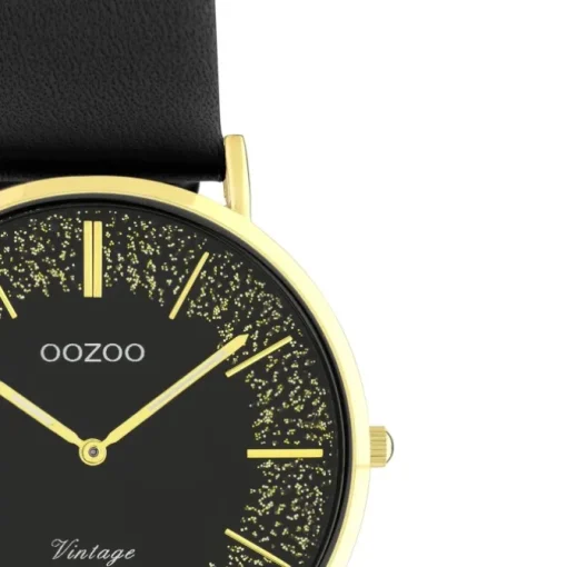 Oozoo Damen Armbanduhr Vintage Series Analog Leder schwarz UOC20187