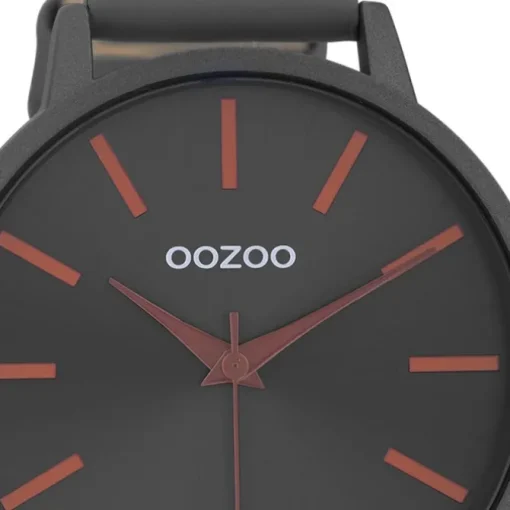 Oozoo Damen Armbanduhr Vintage Analog Leder dunkelgrau UOC10876