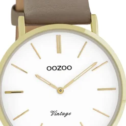 Oozoo Damen Armbanduhr Vintage Series Analog Leder taupe braun UOC20018