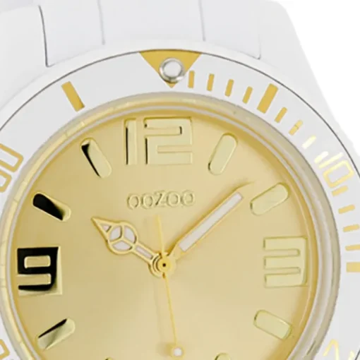 Oozoo Damen Armbanduhr Vintage Series Analog Silikon weiß UOC5063A