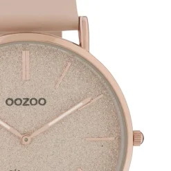 Oozoo Damen Armbanduhr Vintage Series Analog Leder beige rosa UOC20166