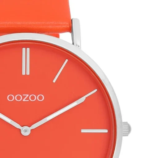 Oozoo Damen Armbanduhr Vintage Analog Leder rot orange UOC20320