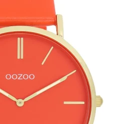 Oozoo Damen Armbanduhr Vintage Analog Leder rot orange UOC20321